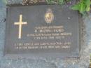 R. Munro FORD,
died 13 April 1999 aged 79 years,
remembered by wife & family;
Mudgeeraba cemetery, City of Gold Coast