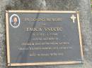 Emica VNUCEC,
25-3-1911 - 1-7-1996,
mother of Zeljko,
daughter-in-law Ljubica,
grandchildren Robert & Jacquline;
Mudgeeraba cemetery, City of Gold Coast