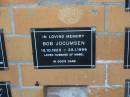 Bob JOCUMSEN,
13-10-1923 - 25-1-1999,
husband of Mabel;
Mudgeeraba cemetery, City of Gold Coast
