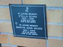 Stella GEORG,
1922 - 1999;
Martin John GEORG,
1910 - 2003;
Mudgeeraba cemetery, City of Gold Coast