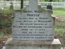 Beryle Mary PERSSE,
wife of Robert,
mother of Margaret,
second daughter of William & Gwendoline COLLINS,
born 14-3-1903 died 22-5-1982;
Mundoolun Anglican cemetery, Beaudesert Shire