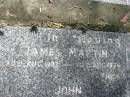 James MARTIN,
30 Aug 1883 - 10 Aug 1956;
Ellen MARTIN,
29 Oct 1887 - 12 Sept 1928;
children;
John,
27 Dec 1912 - 4 Jan 1913;
Fraser,
11 Feb 1916 - 19 April 1951;
Mundoolun Anglican cemetery, Beaudesert Shire