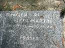 James MARTIN,
30 Aug 1883 - 10 Aug 1956;
Ellen MARTIN,
29 Oct 1887 - 12 Sept 1928;
children;
John,
27 Dec 1912 - 4 Jan 1913;
Fraser,
11 Feb 1916 - 19 April 1951;
Mundoolun Anglican cemetery, Beaudesert Shire