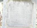 Richard KERR,
died 27 August 1889 aged 61 years;
Janet KERR,
died 12 Oct 1908 aged 87 years;
Joseph HANDLEY, husband father,
born Drayton 11 Oct 1863,
died Murphys Creek 23 Sept 1920;
Dora Margaret,
second daughter of Joseph & Jane HANDLEY,
born 17 Nov 1894 died 6 May 1897;
Murphys Creek cemetery, Gatton Shire