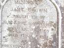 Robert MONTGOMERY,
died 16 July 1916 aged 76 years;
Jane MONTGOMERY,
died 21 April 1928 aged 91 years;
William MONTGOMERY,
died 8 Oct 1882 aged 17 years;
Jane Brown,
daughter of Jane & Rob MONTGOMERY,
born 29 Jan 1868 died 17 July 1871;
Robt Stewart MONTGOMERY,
born 19 Dec 1880 died 27 April 1881;
David Stewart,
second son of John & Agnes MONTGOMERY,
died 21 Oct 1927 aged 13 years 8 months;
Murphys Creek cemetery, Gatton Shire