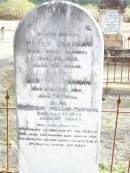 Henry CHAPMAN, husband,
died from injuries 29 Jan 1912 aged 74 years;
Martha CHAPMAN,
died 27 July 1915 aged 78 years;
Frederick William CHAPMAN.
died 13 July 1923 aged 47 years;
Murphys Creek cemetery, Gatton Shire