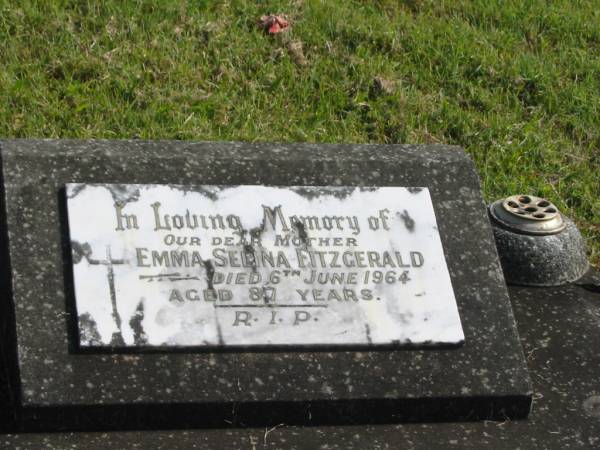 Emma Selina FITZGERALD,  | mother,  | died 6 June 1964 aged 87 years;  | Murwillumbah Catholic Cemetery, New South Wales  | 