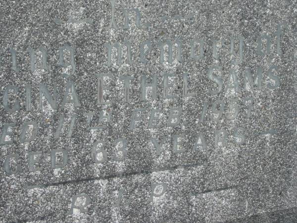 Georgina Ethel SAMS,  | died 11 Feb 1957 aged 63 years;  | Murwillumbah Catholic Cemetery, New South Wales  | 
