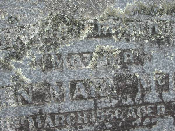Ellen Mary MCLEOD,  | mother,  | died 31 March 1956 aged 74 years;  | Murwillumbah Catholic Cemetery, New South Wales  | 