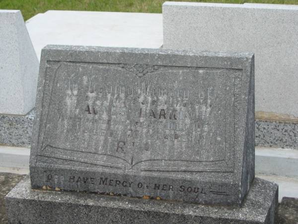 Agnes LARKIN,  | wife mother  | died 24 July 1953 aged 76 years;  | Murwillumbah Catholic Cemetery, New South Wales  | 