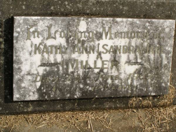 Kathy Ann MILLER,  | died 22 June 1962;  | Sandra Jane MILLER,  | died 22 June 1962;  | Murwillumbah Catholic Cemetery, New South Wales  | 