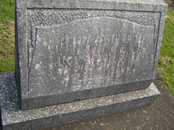 Lucy Mary BURKE,  | died 2 Dec 1961 aged 86 years;  | Murwillumbah Catholic Cemetery, New South Wales  | 