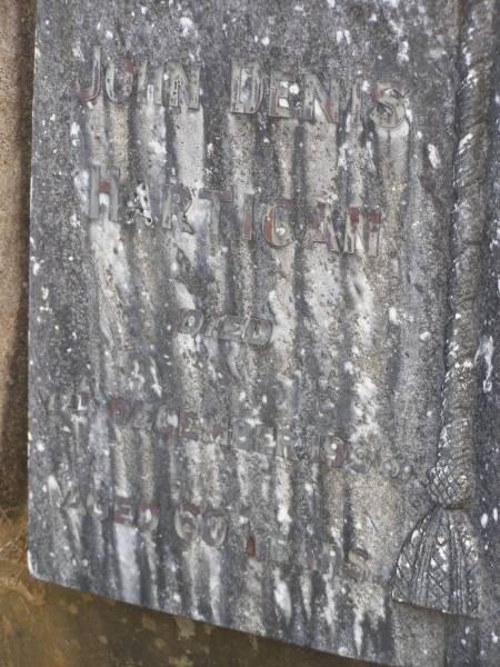 John Denis HARTIGAN,  | died 1 Dec 1936 aged 60 years;  | Murwillumbah Catholic Cemetery, New South Wales  | 