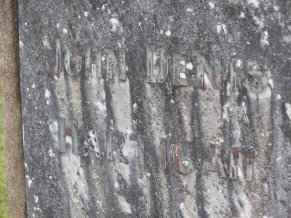 John Denis HARTIGAN,  | died 1 Dec 1936 aged 60 years;  | Murwillumbah Catholic Cemetery, New South Wales  | 