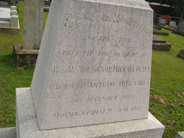 Michael QUINN,  | born Co Antrim Ireland 28 Dec 1862,  | died 23 Dec 1935;  | Murwillumbah Catholic Cemetery, New South Wales  | 