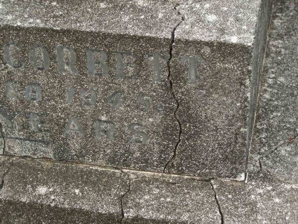 Katherine CORBETT,  | died 18 Feb 1945 aged 74 years;  | Murwillumbah Catholic Cemetery, New South Wales  | 