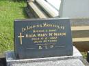 Hilda Mary MCMAHON,
sister aunt,
died 4-2-1987 aged 80 years;
Murwillumbah Catholic Cemetery, New South Wales