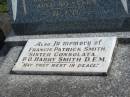 Mary Ann SMITH,
mother,
died 27 March 1962 aged 80 years;
Francis Patrick SMITH;
Sister Consolata;
P.O. Harry SMITH;
Murwillumbah Catholic Cemetery, New South Wales