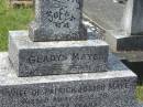 Gladys MAYE,
wife of Patrick Joseph MAYE,
died 13-12-76 aged 72 years;
Murwillumbah Catholic Cemetery, New South Wales