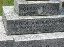 Gladys MAYE,
wife of Patrick Joseph MAYE,
died 13-12-76 aged 72 years;
Murwillumbah Catholic Cemetery, New South Wales
