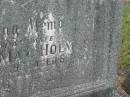 Ethel May HOLMES,
wife,
died 12 July 1960 aged 66 years;
Murwillumbah Catholic Cemetery, New South Wales