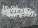 Mabel May IRBY,
died 29 Aug 1960;
Murwillumbah Catholic Cemetery, New South Wales