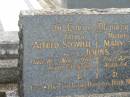 Alfred Stowell JOHNS,
father,
died 16 Nov 1861 aged 73 years;
Mary JOHNS,
mother,
died 22 Nov 1967 aged 84 years;
erected by daughters Eileen, Madge & Nell;
Murwillumbah Catholic Cemetery, New South Wales