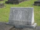 Vincent KINNEALLY,
husband father,
died 12 Oct 1961 aged 66 years;
Ruby Ethel KINNEALLY,
mother,
died 4 Sept 1976 aged 81 years;
Murwillumbah Catholic Cemetery, New South Wales