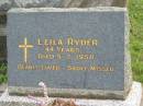 Leila RYDER,
died 5-7-1958 aged 44 years;
Murwillumbah Catholic Cemetery, New South Wales