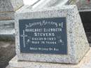 Margaret Elizabeth STEVENS,
died 24-9-1997 aged 76 years;
Murwillumbah Catholic Cemetery, New South Wales