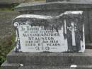 Alexander (Lex) Patrick STAUNTON,
husband,
died 24 Jan 1054 aged 67 years;
Murwillumbah Catholic Cemetery, New South Wales