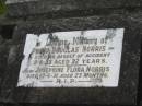 Philip Douglas NORRIS,
died accident 9-8-53 aged 22 years;
Josephone Flora NORRIS,
died 17-6-31 aged 23 months;
Murwillumbah Catholic Cemetery, New South Wales