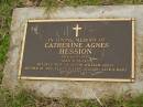 Catherine Agnes HESSION,
died 16-7-1957 aged 71 years,
wife of Austin William (Bill),
mother of Tom, Percy, Eileen, Lillian, Jack & Mary;
Murwillumbah Catholic Cemetery, New South Wales