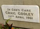 Craig GOOLEY,
died 23 April 1961;
Murwillumbah Catholic Cemetery, New South Wales