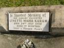 Lynette Maria KARAM,
daughter,
died 24 July 1950 aged 17 months;
Murwillumbah Catholic Cemetery, New South Wales
