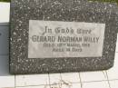 Gerard Norman WILEY,
died 18 March 1955 aged 14 days;
Murwillumbah Catholic Cemetery, New South Wales