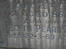 Albert James OCONNOR,
husband father,
died 23 Oct 1958 aged 86 years;
Edith Pearl OCONNER,
mother,
died 22-3-69 aged 79 year;
Murwillumbah Catholic Cemetery, New South Wales