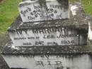 Ivy Margaret,
wife of Les JOHNSON,
died 24 Oct 1934 aged 26 years;
Murwillumbah Catholic Cemetery, New South Wales