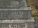 William HATTON,
husband father,
died 9 Feb 1948 aged 58 years;
Catherine HATTON,
mother,
died 15 Nov 1958 aged 87 years;
Murwillumbah Catholic Cemetery, New South Wales