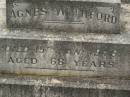 Agnes WITHFORD,
died 15 Jan 1948 aged 68 years;
Murwillumbah Catholic Cemetery, New South Wales