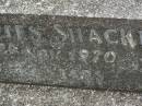 Ernest James SHACKELL,
father,
died 3 Nov 1970 aged 85 years;
Murwillumbah Catholic Cemetery, New South Wales