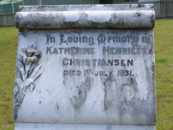 Katherine Henrietta CHRISTIANSEN,  | died 1 July 1931;  | Nikenbah Aalborg Danish Cemetery, Hervey Bay  | 