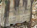 Hans Peter LINDHOLDT,
died 25-11-1920 aged 79 years;
Maria LINDHOLDT,
died 30-8-1896 aged 43 years;
Nikenbah Aalborg Danish Cemetery, Hervey Bay