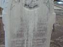 Sarah Ann GAMBLING,
born ?? 1900,
died 11 Jan 1919;
May Gladys GAMBLING,
born 9 August 1913,
died 1 January 1915;
Rosetta GAMBLING,
died 4 Dec 1928 aged 48 years;
George Henry GAMBLING;
Nobby cemetery, Clifton Shire