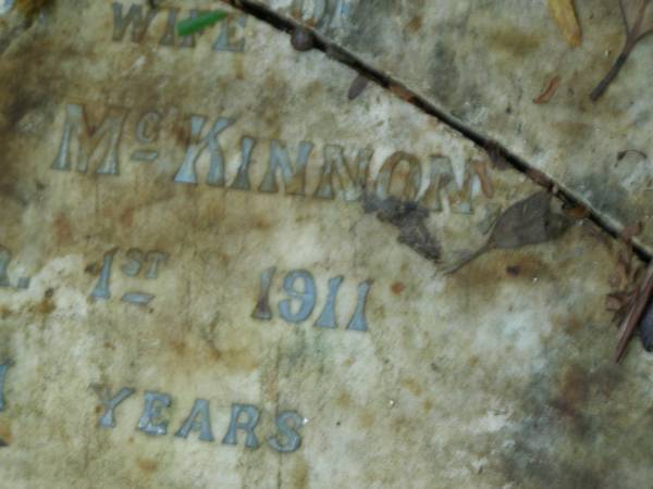 Ada Hilda,  | wife of Duncan MCKINNON,  | died 1 March 1911 aged 21 years;  | North Tumbulgum cemetery, New South Wales  | 