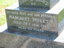 Margaret MYLETT, wife mother,
died 28 Jan 1960 aged 63 years;
St James Catholic Cemetery, Palen Creek, Beaudesert Shire