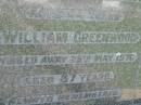 parents;
Ethel Eva GREENWOOD,
died 20 Oct 1982 aged 44 years;
William GREENWOOD,
died 25 May 1970 aged 37 years;
St James Catholic Cemetery, Palen Creek, Beaudesert Shire