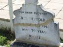 John REYNOLDS,
died 13 Sept 1968 aged 70 years;
St James Catholic Cemetery, Palen Creek, Beaudesert Shire