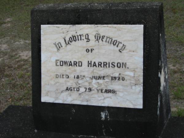 Edward HARRISON, died 18 June 1920 aged 79 years;  | Parkhouse Cemetery, Beaudesert  | 