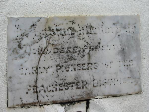 our dear parents, early pioneers of the Peachester District  | Peachester Cemetery, Caloundra City  | 